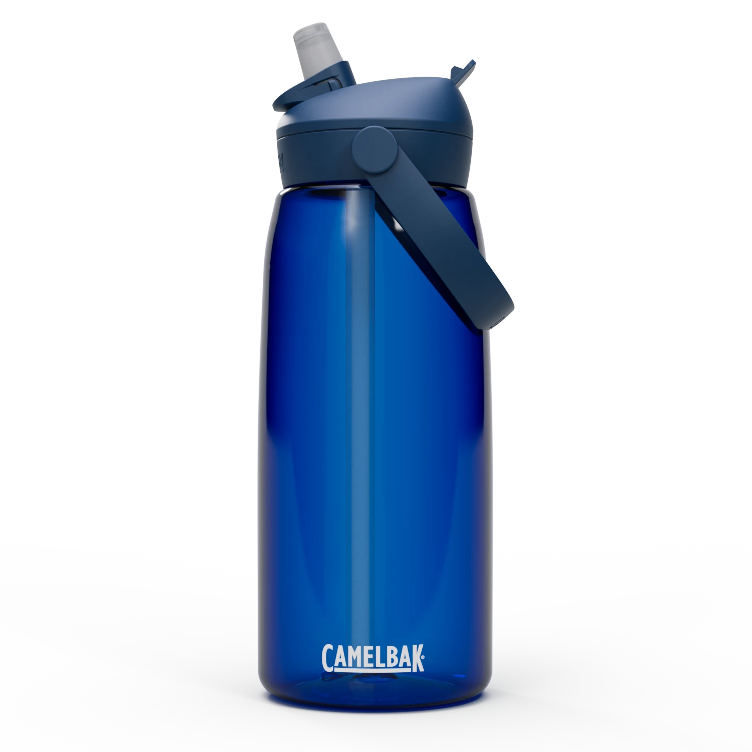 Blue CamelBak water bottle on a white background