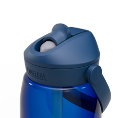 Blue CamelBak water bottle with a white background