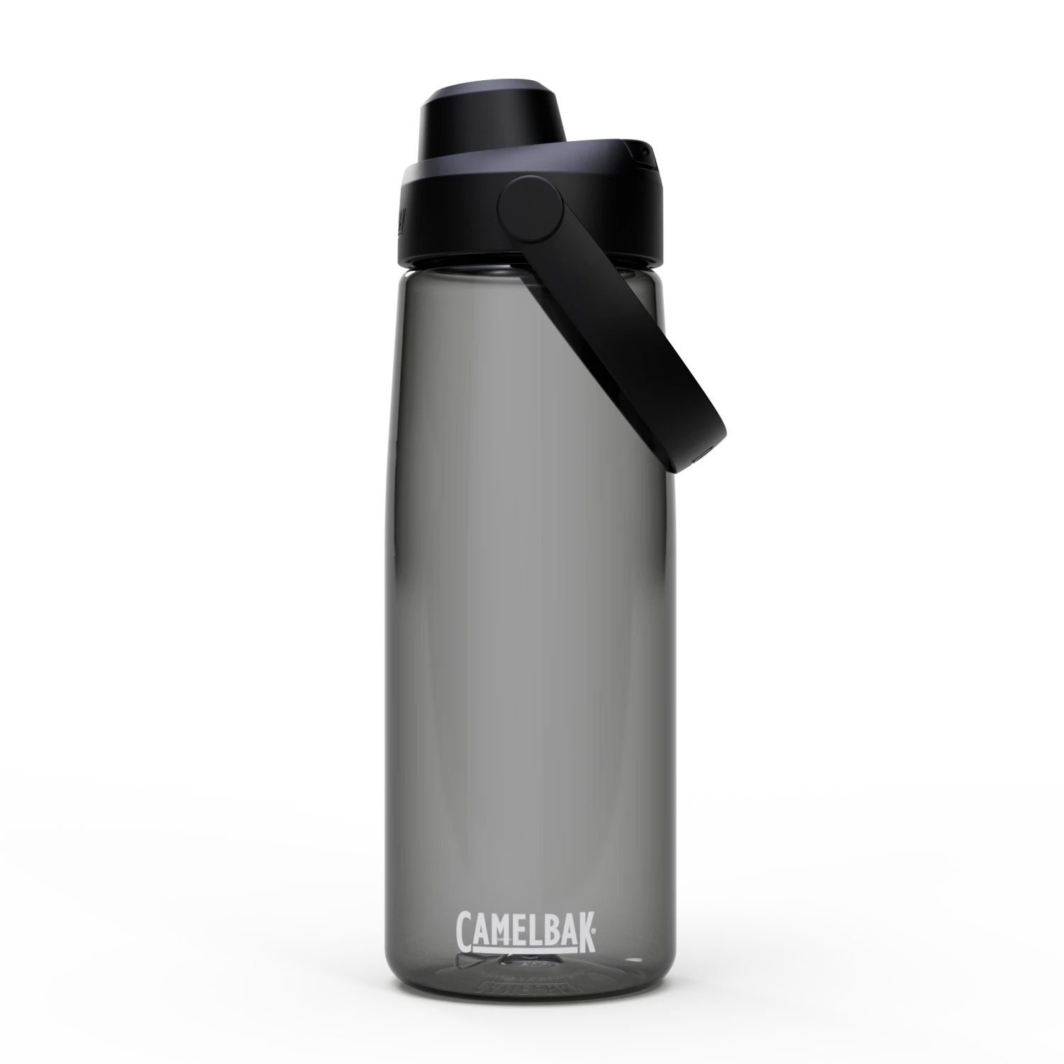 CamelBak water bottle with black lid on a white background