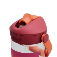 CamelBak water bottle with pink and orange design on a white background