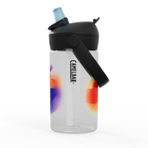 CamelBak water bottle with colorful design on a white background