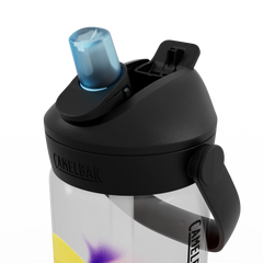 CamelBak water bottle with black lid and handle on a white background