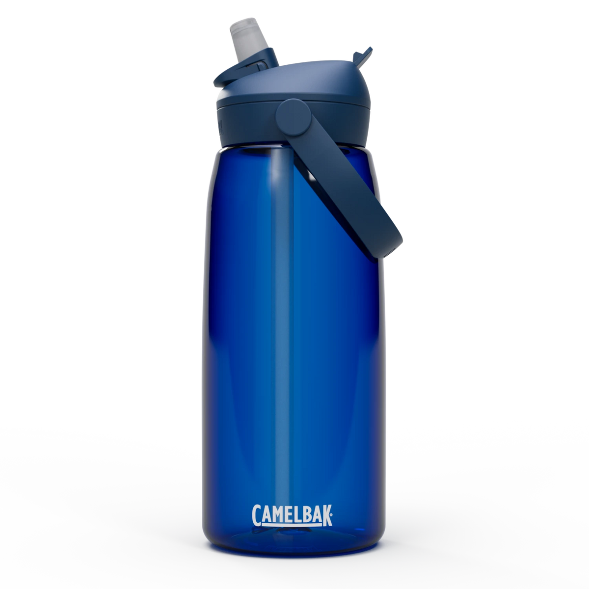 Blue CamelBak water bottle on a white background