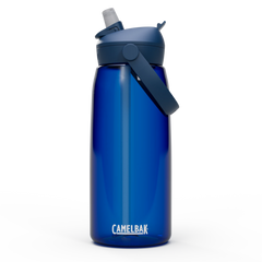 Blue CamelBak water bottle on a white background