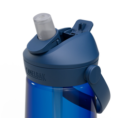 Blue CamelBak water bottle with a white background