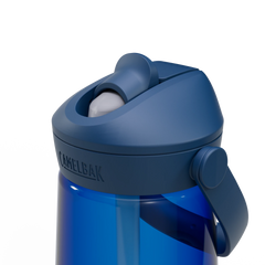 Blue CamelBak water bottle with a white background