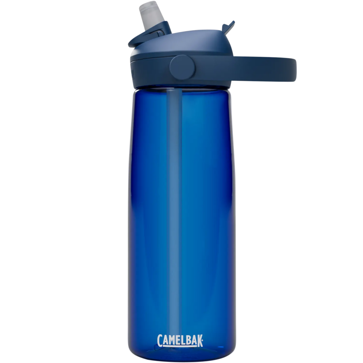 Blue CamelBak water bottle on a white background