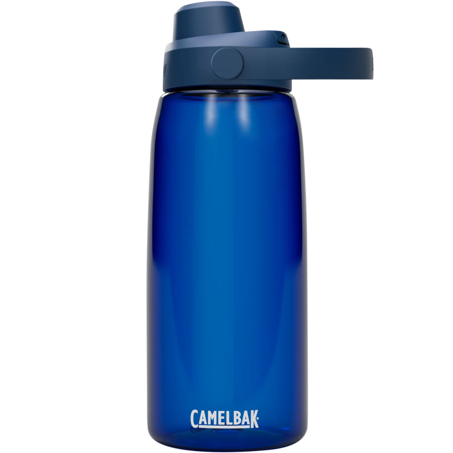 Blue CamelBak water bottle on a white background