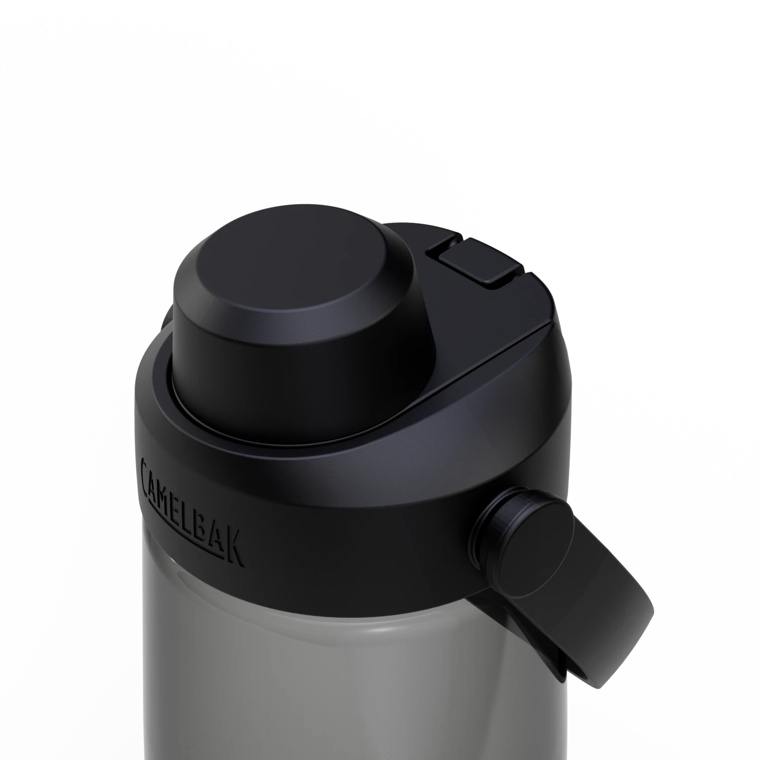 Black and gray insulated bottle with 'CAMELBAK' branding on a white background
