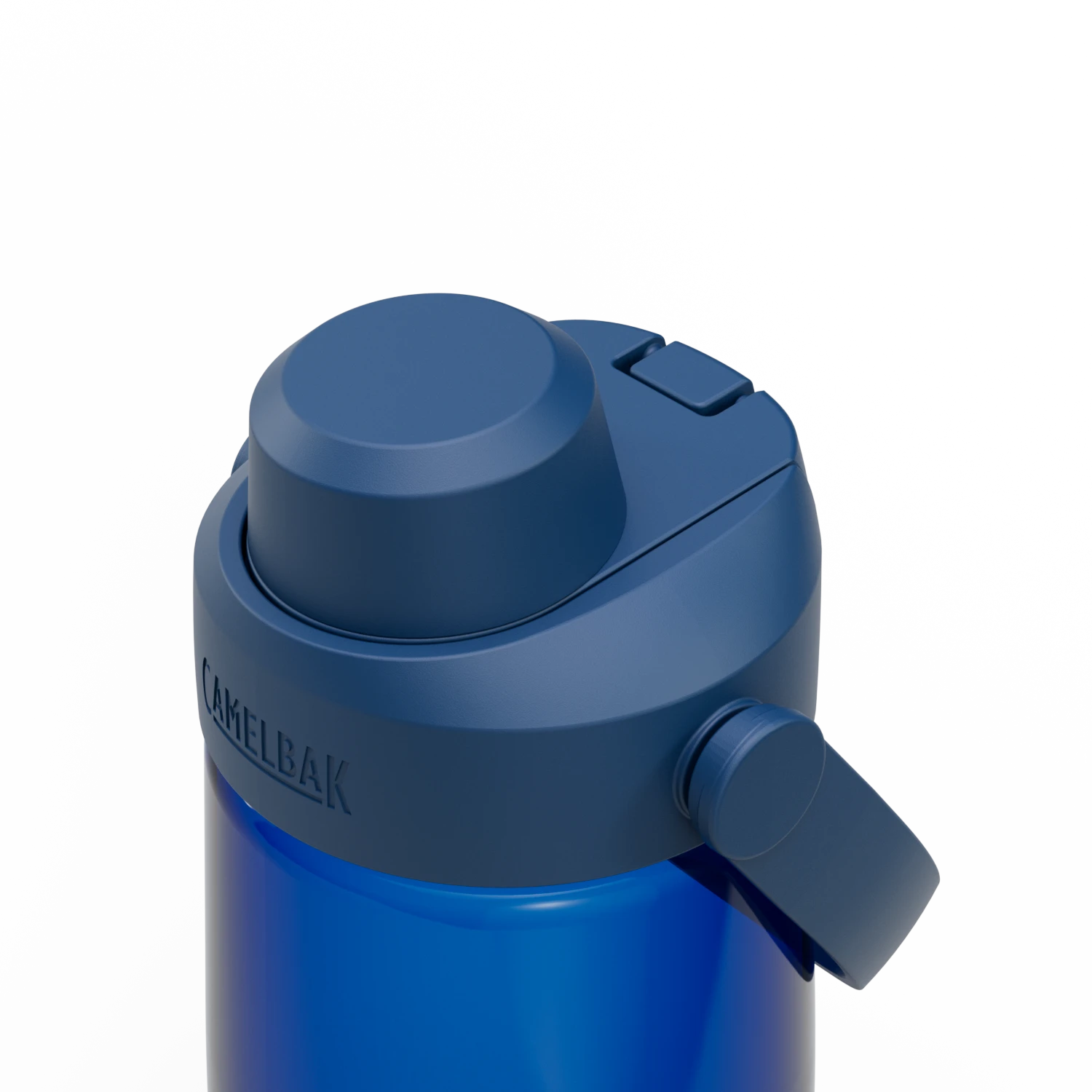 Blue CamelBak water bottle on a white background