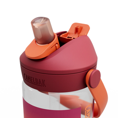CamelBak water bottle with red and orange design on a white background
